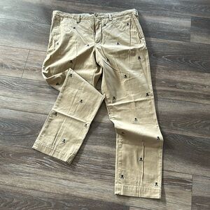 Mens Khaki pants with skull embellishments, 38 x 32.